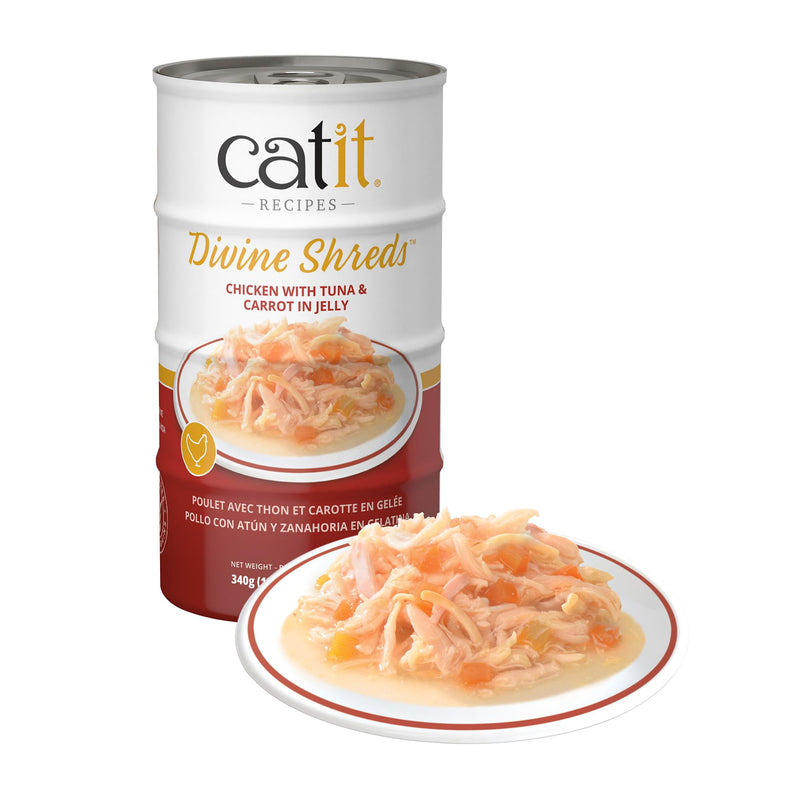 Catit Divine Shreds - Chicken with Tuna & Carrot in Jelly 4x85g