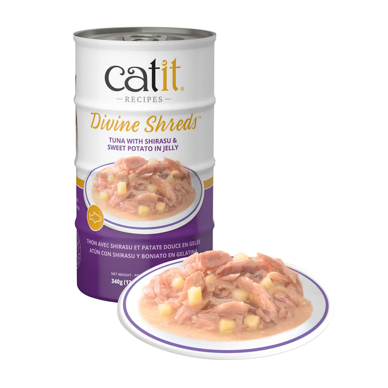 Catit Divine Shreds - Tuna with Shirasu & Sweet Potato in Jelly 4x85g