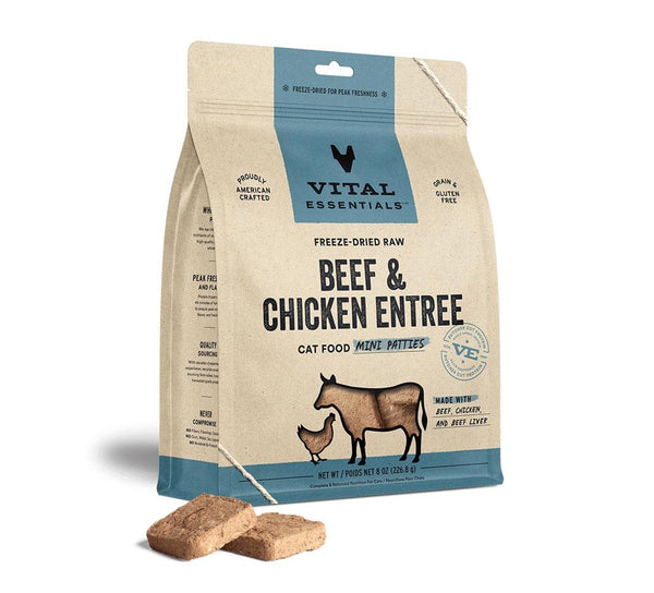 Vital Essentials Mini Patties for Cats - Beef & Chicken 228g