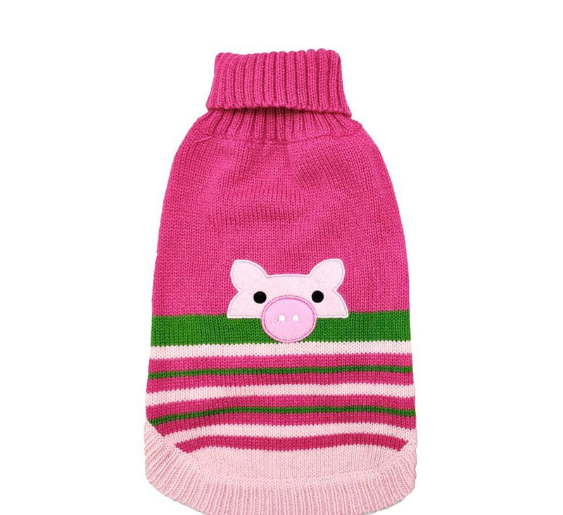 Doggie Q Double Knit Pink Pig Face Sweater