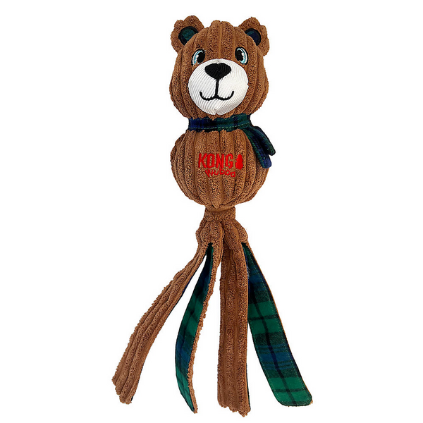 KONG Holiday Wubba Corduroy Bear Dog Toy