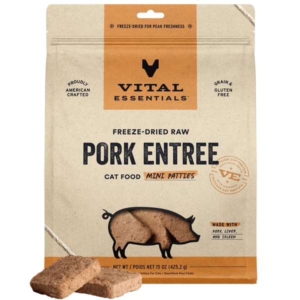 Vital Essentials Freeze-Dried Raw Pork Mini Patties Cat Food 425g