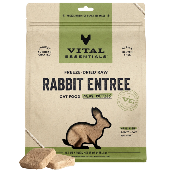 Vital Essentials Freeze-Dried Raw Rabbit Mini Patties Cat Food 425g