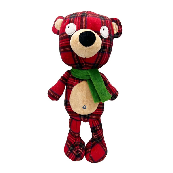 Huxley & Kent Holiday Slappies Plaidington Bear Plush Dog Toy