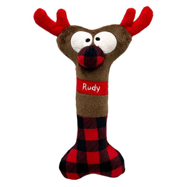 Huxley & Kent Holiday Reindeer Bone Plush Dog Toy