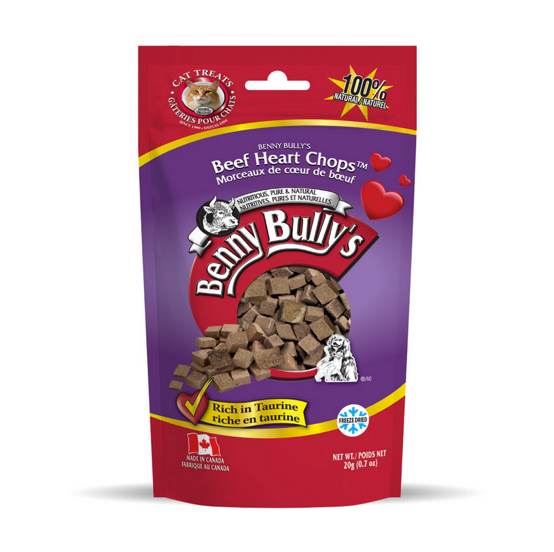 Benny Bullys for Cats Beef Heart Chops 20g