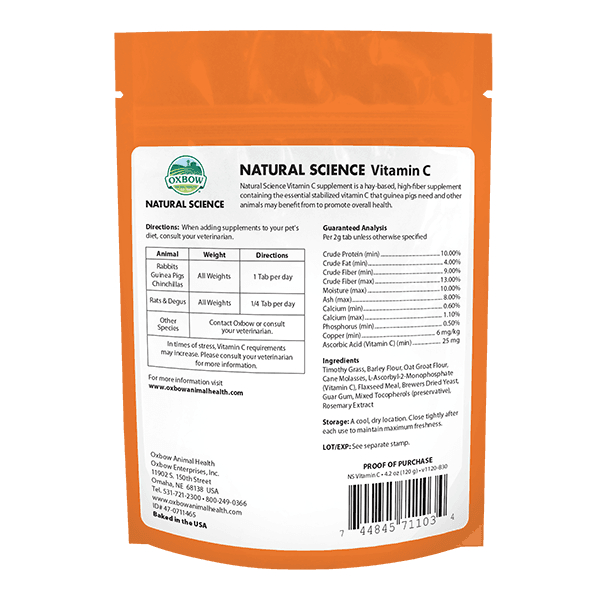 Oxbow Natural Science Vitamin C 120g - Pisces Pet Emporium