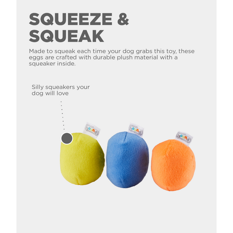 Outward Hound Squeakin' Eggs 3-Pack Dog Toys | Pisces