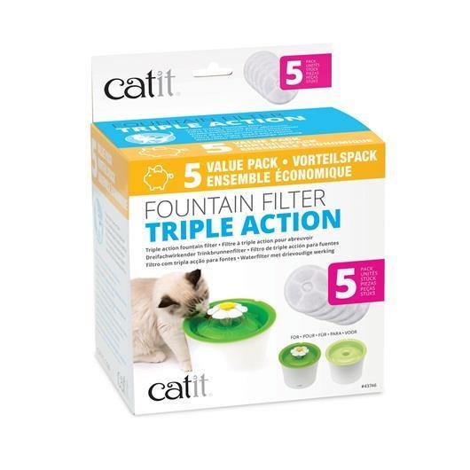 Catit Triple Action Fountain Filter - 5 pack - Pisces Pet Emporium
