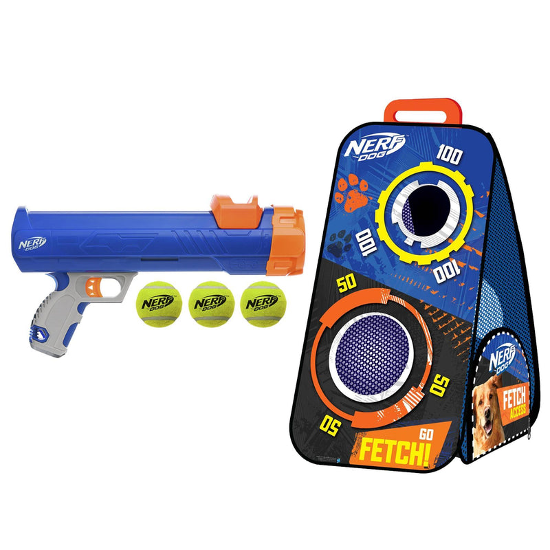 Nerf Tennis Ball Blaster w/ Target Game & 3 Balls - Pisces Pet Emporium