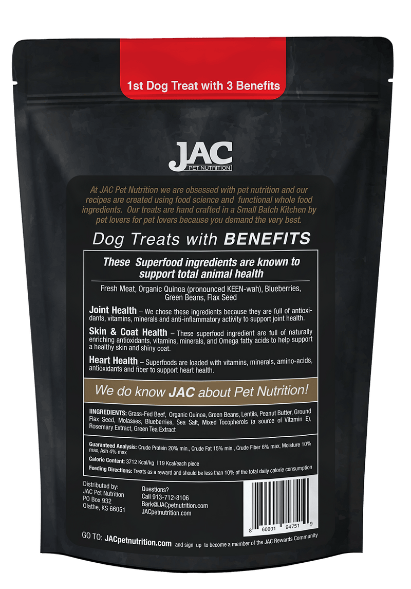 JAC Grass-Fed Beef Treats 8oz - Pisces Pet Emporium