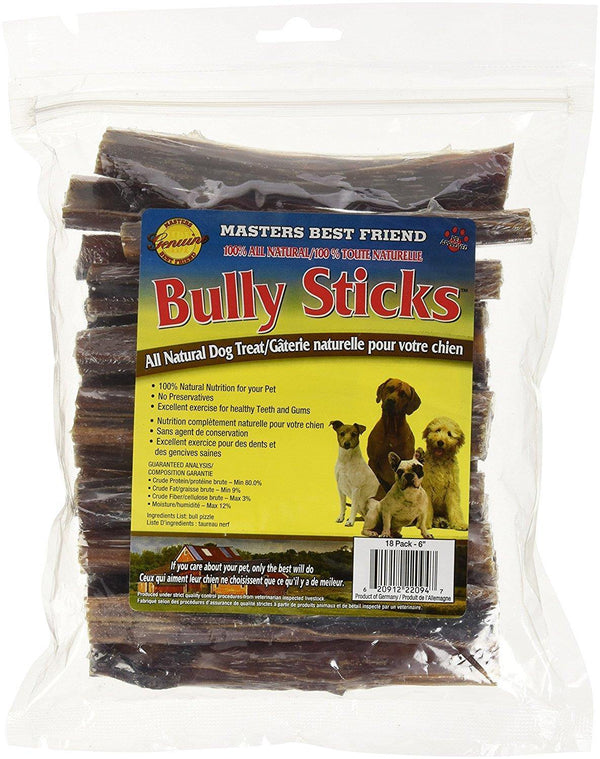 Masters Best Friend Bully Sticks 6" 18 Pack - Pisces Pet Emporium