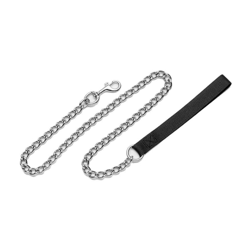 Titan Chain Dog Leash with Nylon Handle Fine 2.0mm Black- 4 Foot - Pisces Pet Emporium