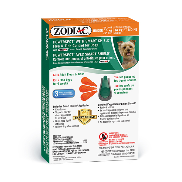 Zodiac Powerspot SmartShield Flea & Tick Control - Dogs Under 30 lbs - Pisces Pet Emporium