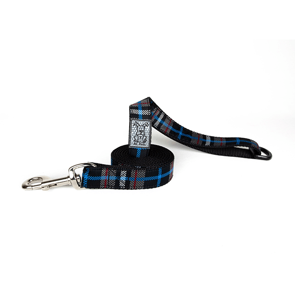RC Pets Black Twill Plaid Dog Leash - Available in Multiple Sizes - Pisces Pet Emporium