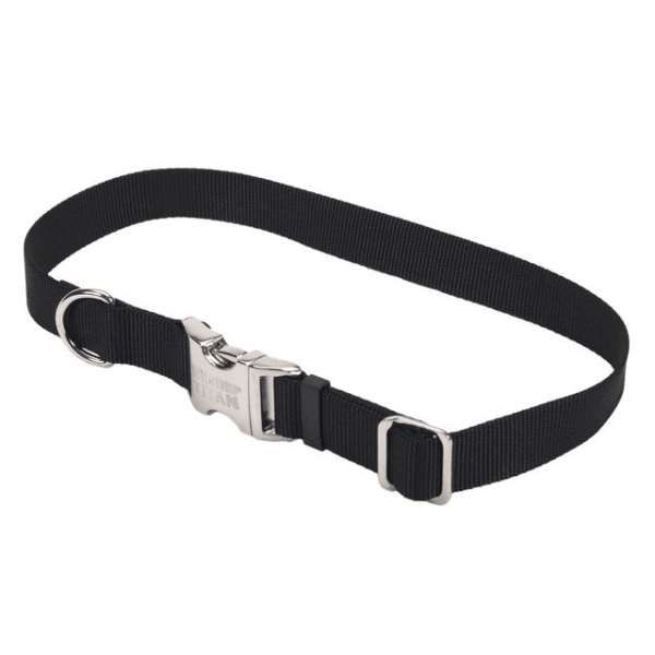 Coastal Pet Black Adjustable Collar with Titan Buckle - Available in 3 Sizes - Pisces Pet Emporium