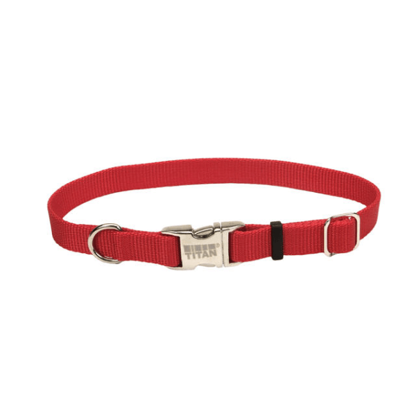 Coastal Pet Red Adjustable Collar with Titan Buckle - Available in 3 Sizes - Pisces Pet Emporium