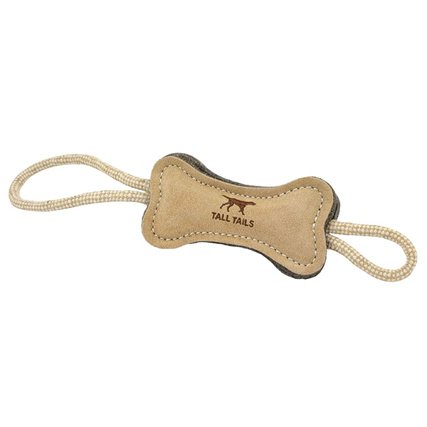 Tall Tails Natural Wool and Leather Bone Tug - Pisces Pet Emporium
