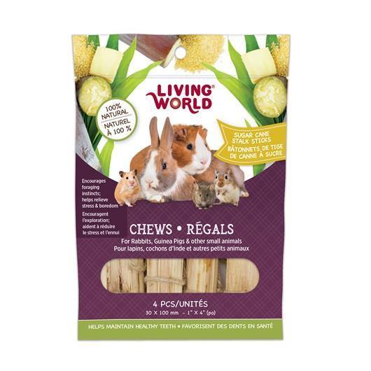 Living World Chews - Sugar Cane Stalk Sticks 4-Pack - Pisces Pet Emporium