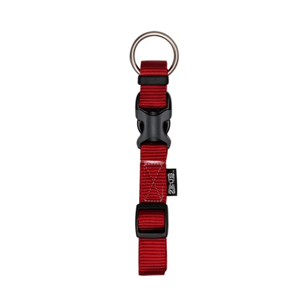 Zeus Deep Red Adjustable Nylon Collar - Available in 4 Sizes - Pisces Pet Emporium