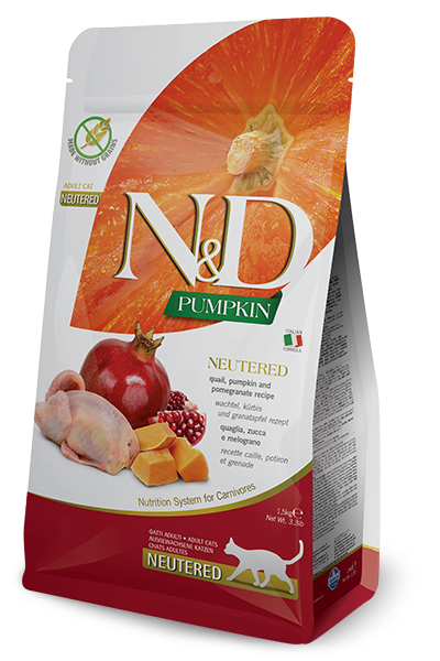 Farmina N&D Neutered Cat Food - Pumpkin Quail & Pomegranate - Pisces Pet Emporium