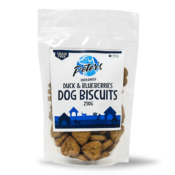 Peter's Ovenbaked Grain Free Duck & Blueberry Dog Biscuits - Pisces Pet Emporium