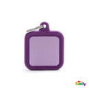 MYFAMILY ID TAG - HUSHTAG COLLECTION - ALUMINIUM PURPLE SQUARE WITH PURPLE RUBBER - Pisces Pet Emporium