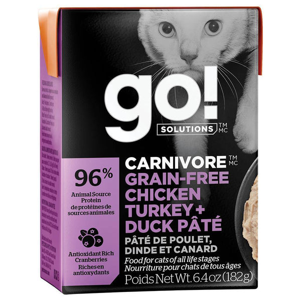 go! Carnivore Grain Free Chicken, Turkey & Duck Pate Cat Food - 182 g - Pisces Pet Emporium