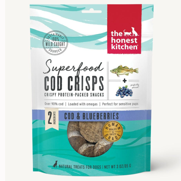 HonestKitchen Dog Superfood Cod Crisps w/ Blueberry- 3 oz - Pisces Pet Emporium