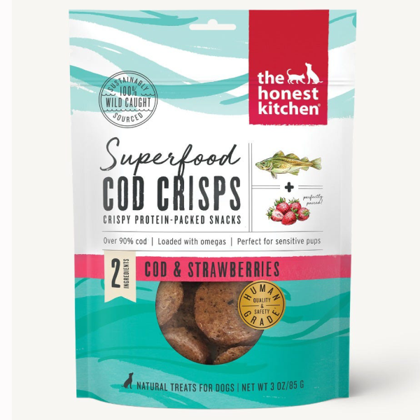 HonestKitchen Dog Superfood Cod Crisps w/ Strawberry-3 oz - Pisces Pet Emporium