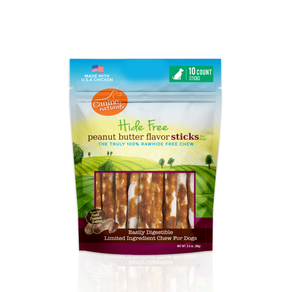 Canine Naturals Hide-Free Peanut Butter Sticks - 5" 10pk - Pisces Pet Emporium