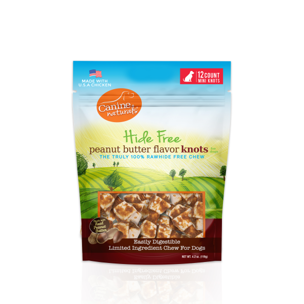 Canine Naturals Hide-Free Peanut Butter Mini-Knots 12pk - Pisces Pet Emporium