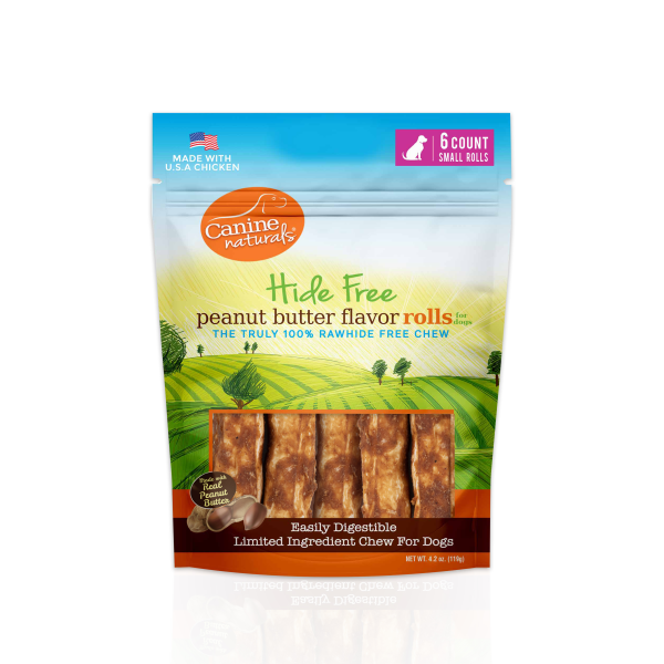 Canine Naturals Hide-Free Peanut Butter Rolls - 2.5" 6pk - Pisces Pet Emporium