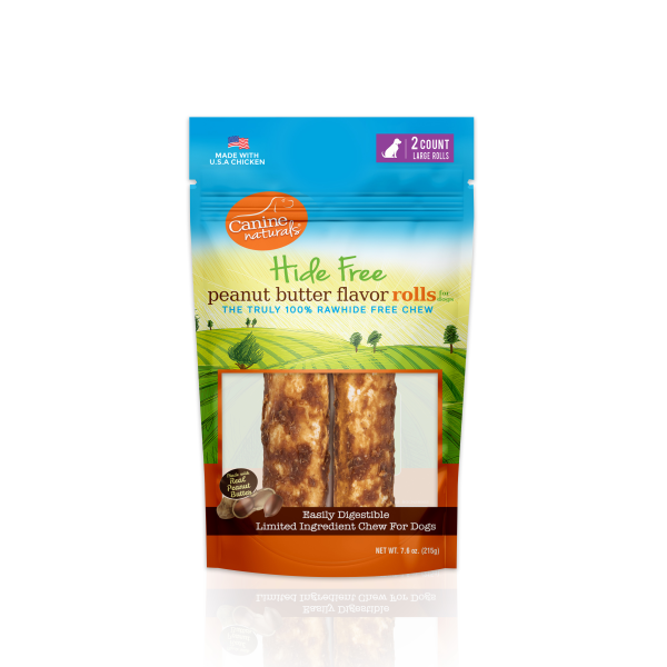 Canine Naturals Hide-Free Peanut Butter Rolls - 7" 2pk - Pisces Pet Emporium