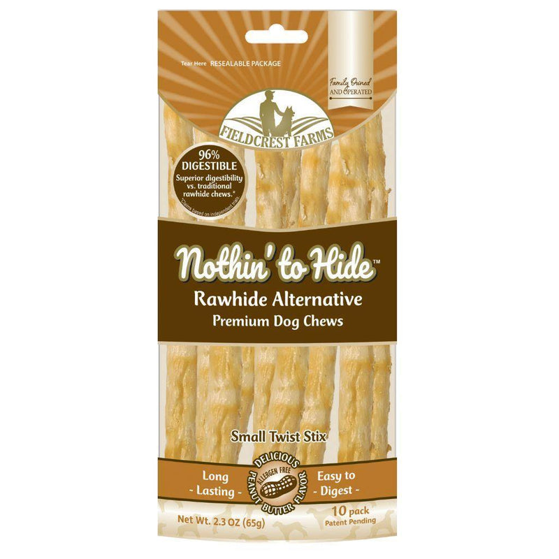 Nothin' To Hide Peanut Butter Twist Sticks - 10pk - Pisces Pet Emporium