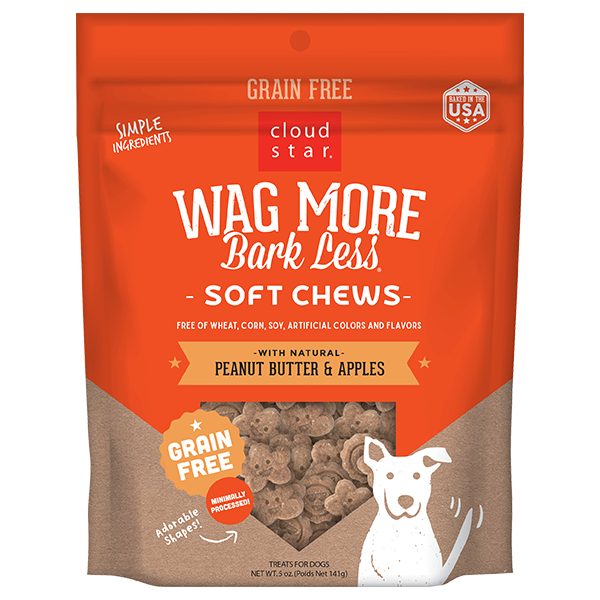 Wag More Bark Less Soft & Chewy Treats - Peanut Butter & Apple 141g - Pisces Pet Emporium