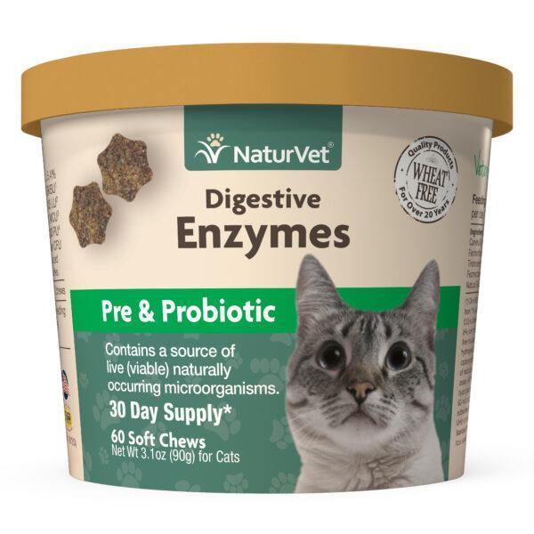 Naturvet Digestive Enzymes Plus Pre & Probiotic for Cats - 60ct - Pisces Pet Emporium