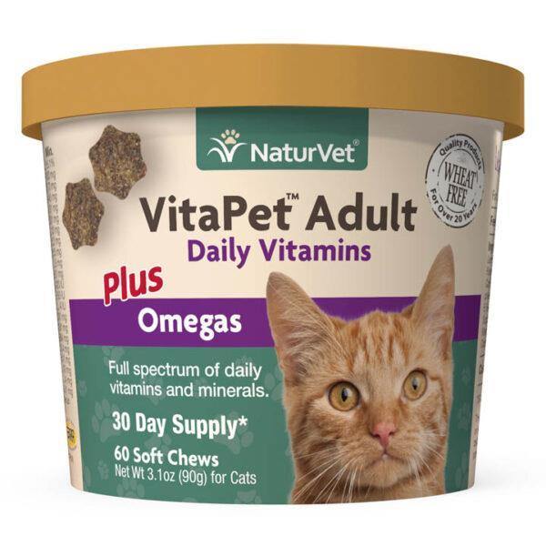 NaturVet VitaPet Daily Vitamins - Adult Cat Soft Chews 60ct - Pisces Pet Emporium