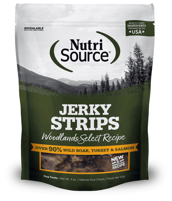 NutriSource Jerky Strips - Woodlands Select 4oz - Pisces Pet Emporium