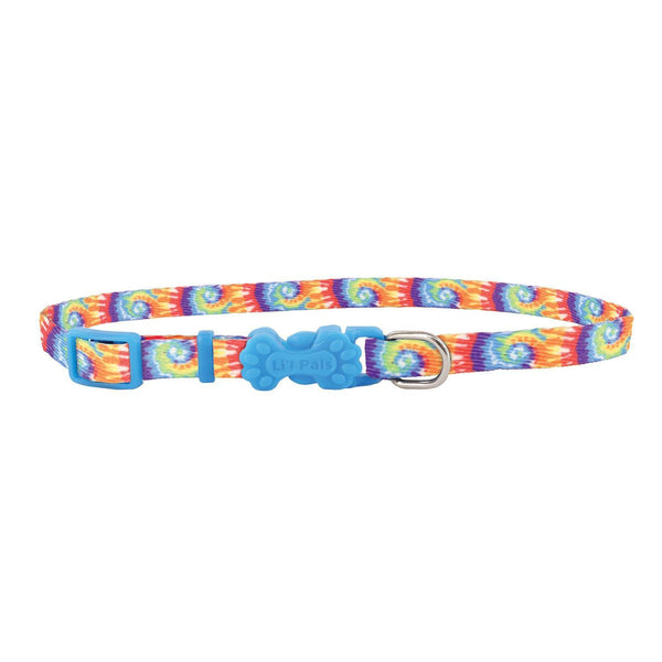 Lil Pals Adjustable Patterned Collar - Bright Tie Dye 3/8in x 8-12in - Pisces Pet Emporium