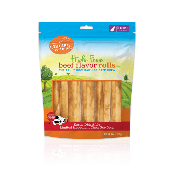 Canine Naturals Hide-Free Beef Rolls - Large 7" 5-Pack - Pisces Pet Emporium