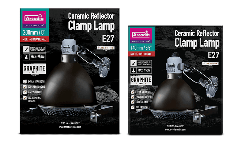 Arcadia Ceramic Clamp Lamp - Graphite - Pisces Pet Emporium